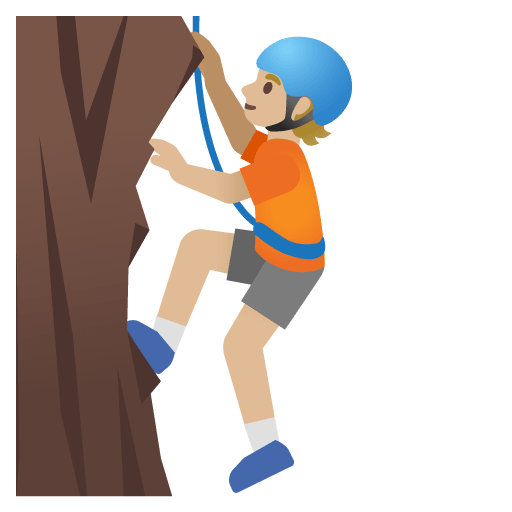 Google design of the person climbing: medium-light skin tone emoji verson:Noto Color Emoji 15.0