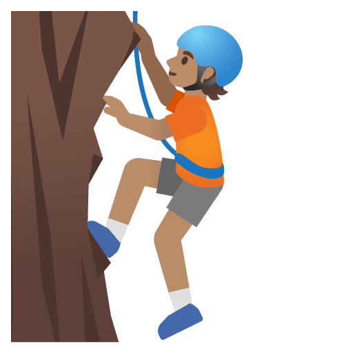 Google design of the person climbing: medium skin tone emoji verson:Noto Color Emoji 15.0