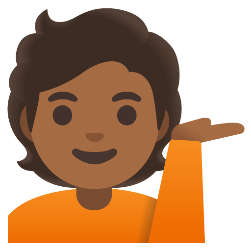 Google design of the person tipping hand: medium-dark skin tone emoji verson:Noto Color Emoji 15.0