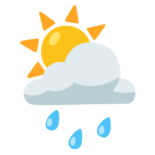 Google design of the sun behind rain cloud emoji verson:Noto Color Emoji 15.0
