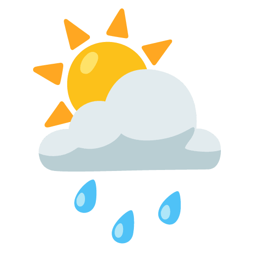 Google design of the sun behind rain cloud emoji verson:Noto Color Emoji 15.0