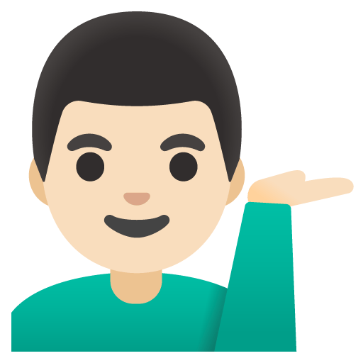 Google design of the man tipping hand: light skin tone emoji verson:Noto Color Emoji 15.0
