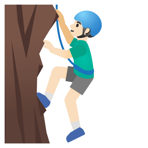 Google design of the man climbing: light skin tone emoji verson:Noto Color Emoji 15.0
