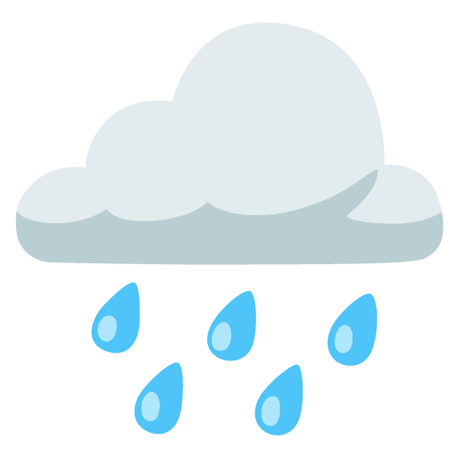 Google design of the cloud with rain emoji verson:Noto Color Emoji 15.0