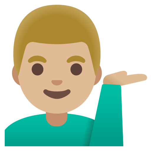 Google design of the man tipping hand: medium-light skin tone emoji verson:Noto Color Emoji 15.0