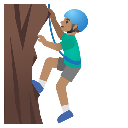 Google design of the man climbing: medium skin tone emoji verson:Noto Color Emoji 15.0