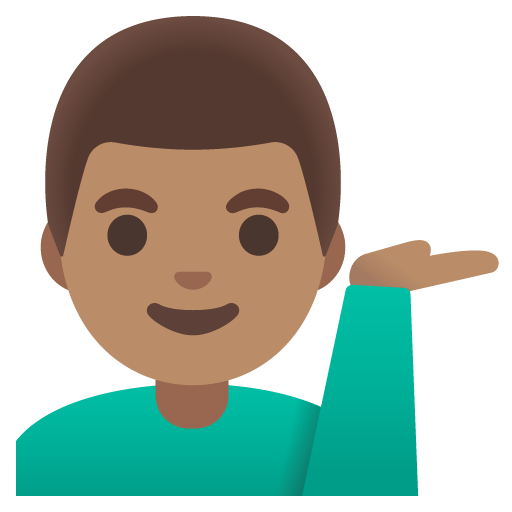 Google design of the man tipping hand: medium skin tone emoji verson:Noto Color Emoji 15.0