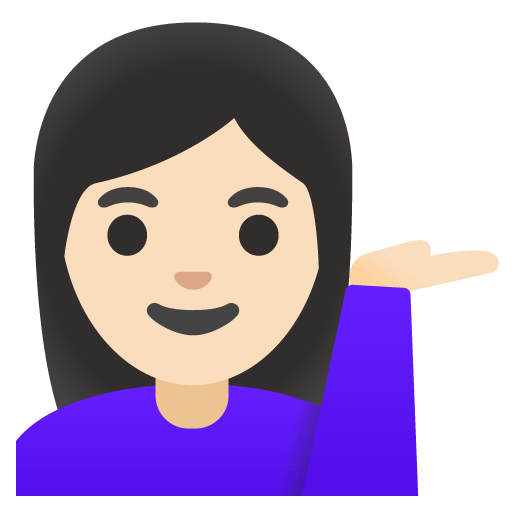 Google design of the woman tipping hand: light skin tone emoji verson:Noto Color Emoji 15.0