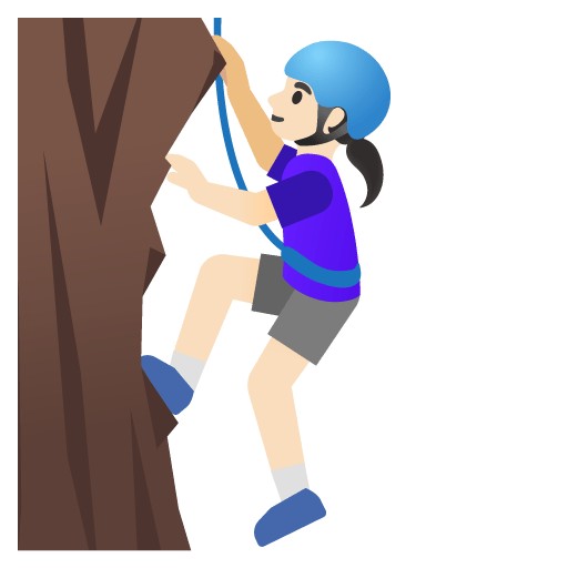 Google design of the woman climbing: light skin tone emoji verson:Noto Color Emoji 15.0