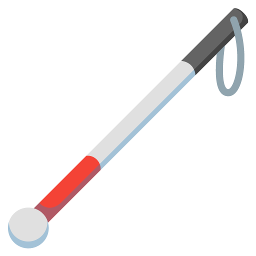 Google design of the white cane emoji verson:Noto Color Emoji 15.0
