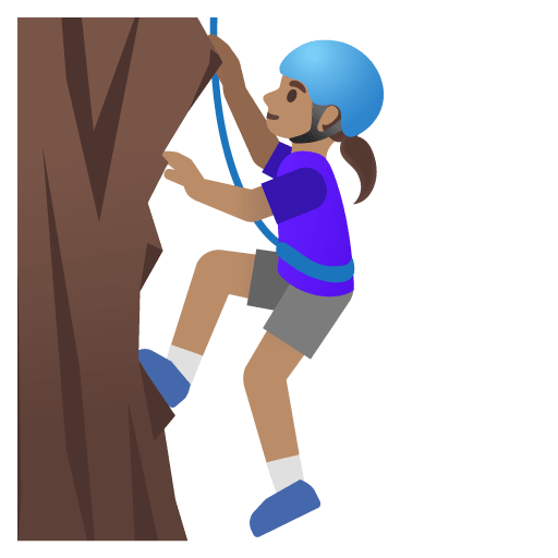 Google design of the woman climbing: medium skin tone emoji verson:Noto Color Emoji 15.0