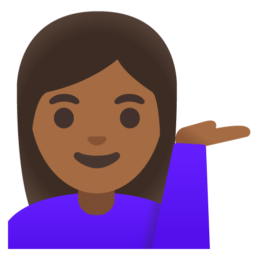 Google design of the woman tipping hand: medium-dark skin tone emoji verson:Noto Color Emoji 15.0