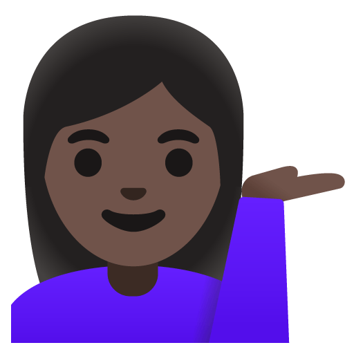 Google design of the woman tipping hand: dark skin tone emoji verson:Noto Color Emoji 15.0