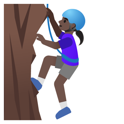 Google design of the woman climbing: dark skin tone emoji verson:Noto Color Emoji 15.0
