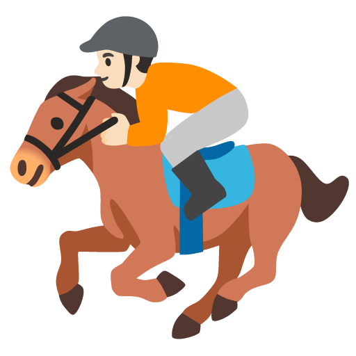 Google design of the horse racing: light skin tone emoji verson:Noto Color Emoji 15.0