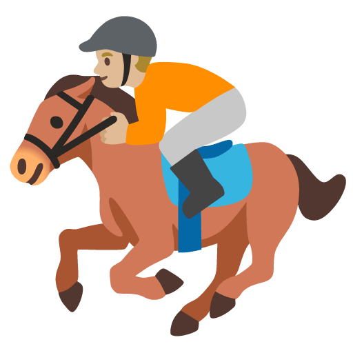 Google design of the horse racing: medium-light skin tone emoji verson:Noto Color Emoji 15.0