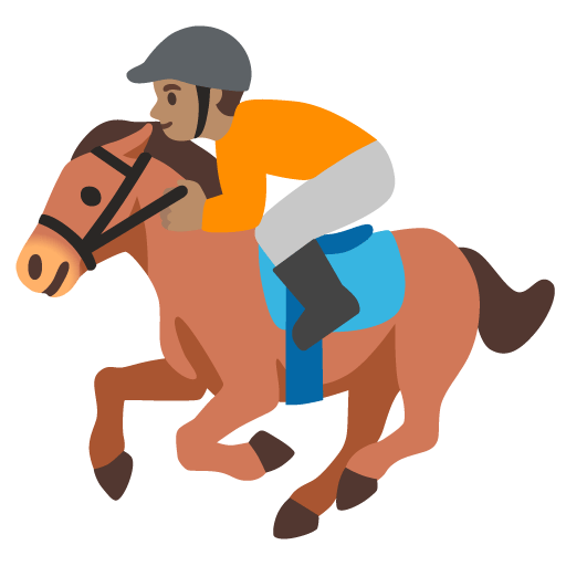 Google design of the horse racing: medium skin tone emoji verson:Noto Color Emoji 15.0