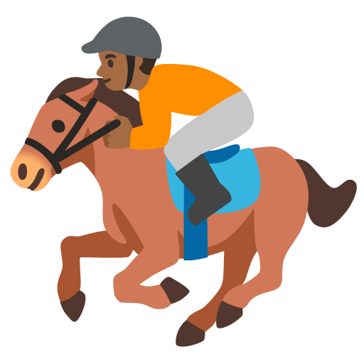 Google design of the horse racing: medium-dark skin tone emoji verson:Noto Color Emoji 15.0