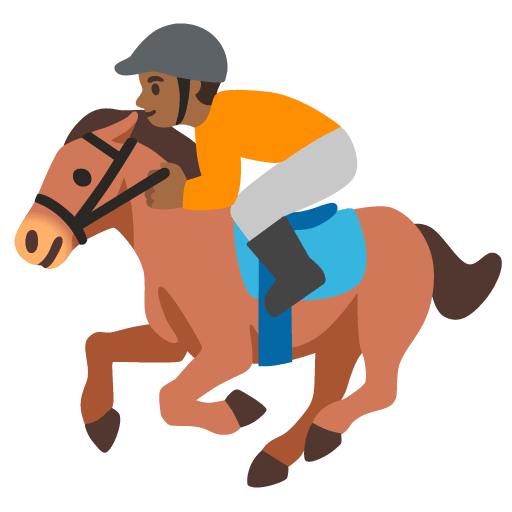 Google design of the horse racing: medium-dark skin tone emoji verson:Noto Color Emoji 15.0