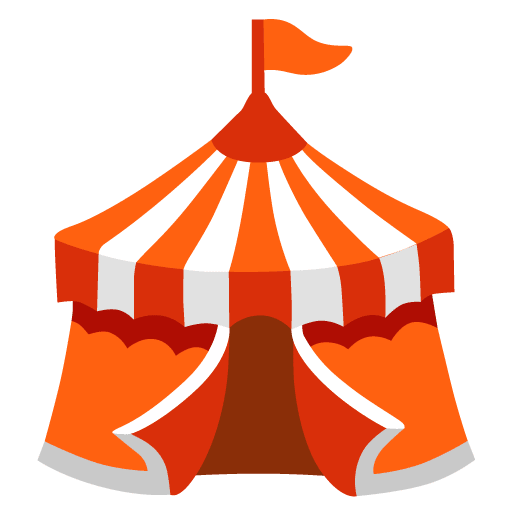 Google design of the circus tent emoji verson:Noto Color Emoji 15.0