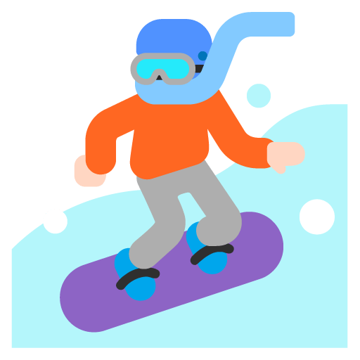 Microsoft design of the snowboarder: light skin tone emoji verson:Windows-11-22H2