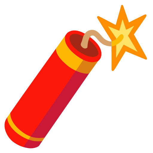 Google design of the firecracker emoji verson:Noto Color Emoji 15.0