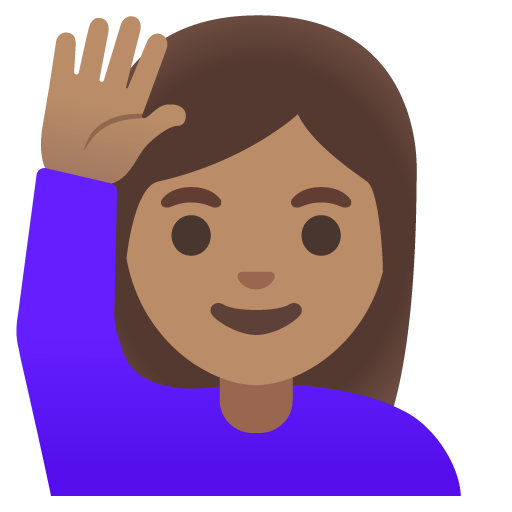 Google design of the woman raising hand: medium skin tone emoji verson:Noto Color Emoji 15.0
