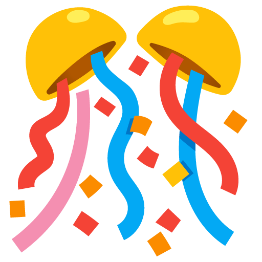 Google design of the confetti ball emoji verson:Noto Color Emoji 15.0