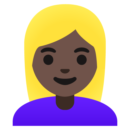 Google design of the woman: dark skin tone blond hair emoji verson:Noto Color Emoji 15.0