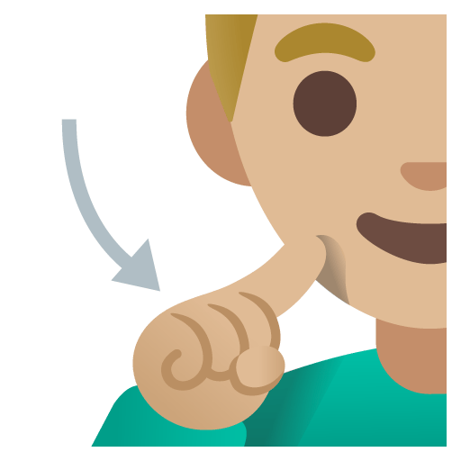 Google design of the deaf man: medium-light skin tone emoji verson:Noto Color Emoji 15.0
