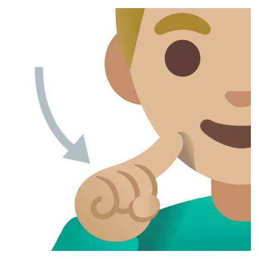 Google design of the deaf man: medium-light skin tone emoji verson:Noto Color Emoji 15.0