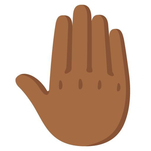 Google design of the raised back of hand: medium-dark skin tone emoji verson:Noto Color Emoji 15.0