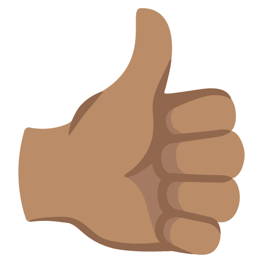 Google design of the thumbs up: medium skin tone emoji verson:Noto Color Emoji 15.0