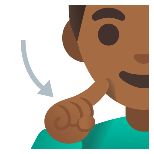 Google design of the deaf man: medium-dark skin tone emoji verson:Noto Color Emoji 15.0