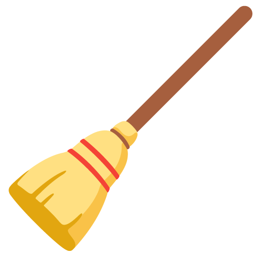 Google design of the broom emoji verson:Noto Color Emoji 15.0