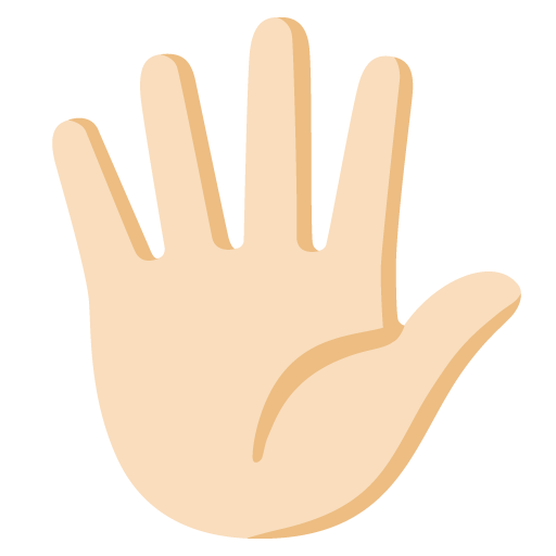 Google design of the hand with fingers splayed: light skin tone emoji verson:Noto Color Emoji 15.0