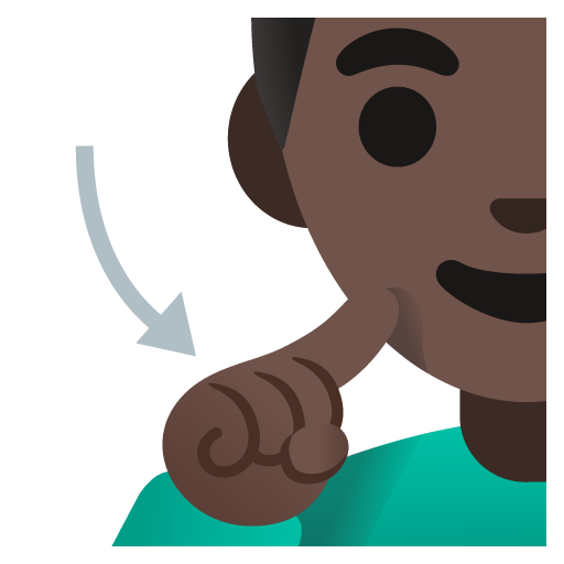 Google design of the deaf man: dark skin tone emoji verson:Noto Color Emoji 15.0