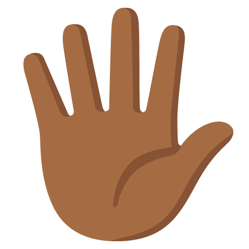 Google design of the hand with fingers splayed: medium-dark skin tone emoji verson:Noto Color Emoji 15.0