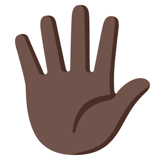 Google design of the hand with fingers splayed: dark skin tone emoji verson:Noto Color Emoji 15.0