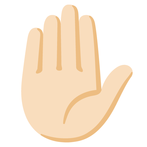 Google design of the raised hand: light skin tone emoji verson:Noto Color Emoji 15.0