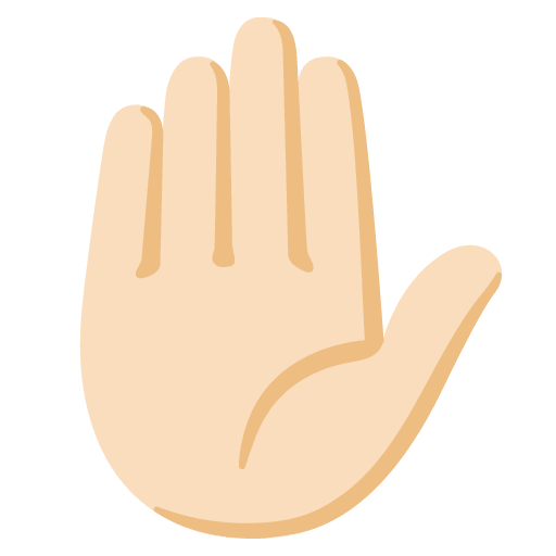 Google design of the raised hand: light skin tone emoji verson:Noto Color Emoji 15.0