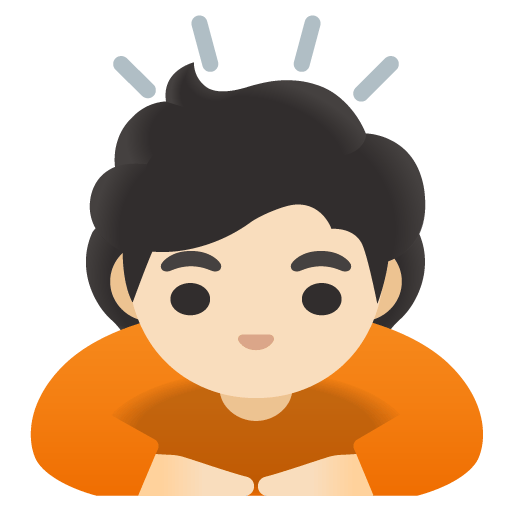 Google design of the person bowing: light skin tone emoji verson:Noto Color Emoji 15.0
