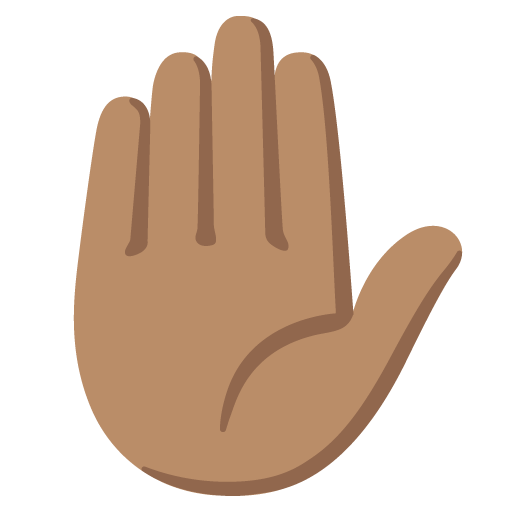 Google design of the raised hand: medium skin tone emoji verson:Noto Color Emoji 15.0