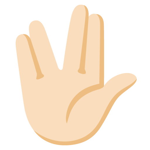 Google design of the vulcan salute: light skin tone emoji verson:Noto Color Emoji 15.0