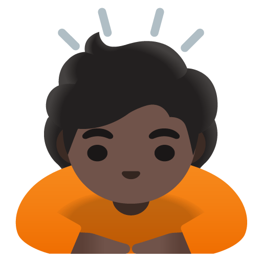 Google design of the person bowing: dark skin tone emoji verson:Noto Color Emoji 15.0