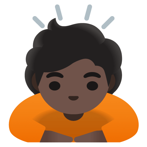 Google design of the person bowing: dark skin tone emoji verson:Noto Color Emoji 15.0