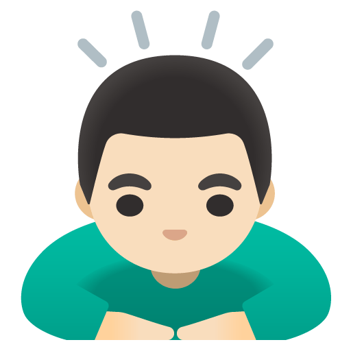 Google design of the man bowing: light skin tone emoji verson:Noto Color Emoji 15.0