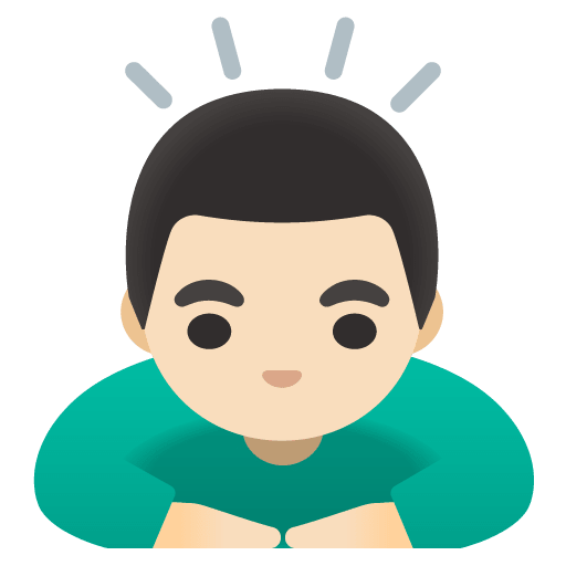 Google design of the man bowing: light skin tone emoji verson:Noto Color Emoji 15.0