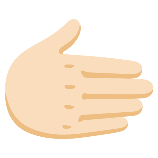 Google design of the rightwards hand: light skin tone emoji verson:Noto Color Emoji 15.0