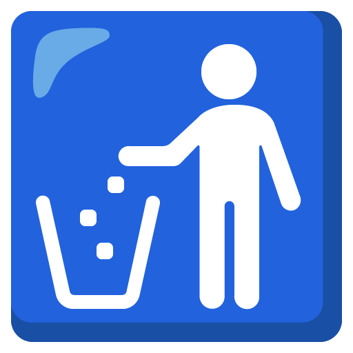 Google design of the litter in bin sign emoji verson:Noto Color Emoji 15.0